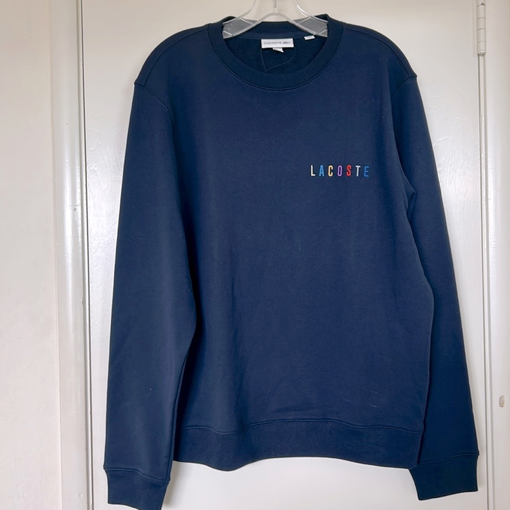 Lacoste NEW Men’s Navy Creek neck Top  Sweatshirt Size Medium